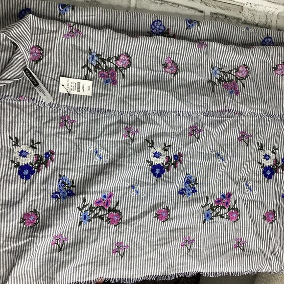 TALBOTS striped purple floral print light scarf NWT - Picture 4 of 6